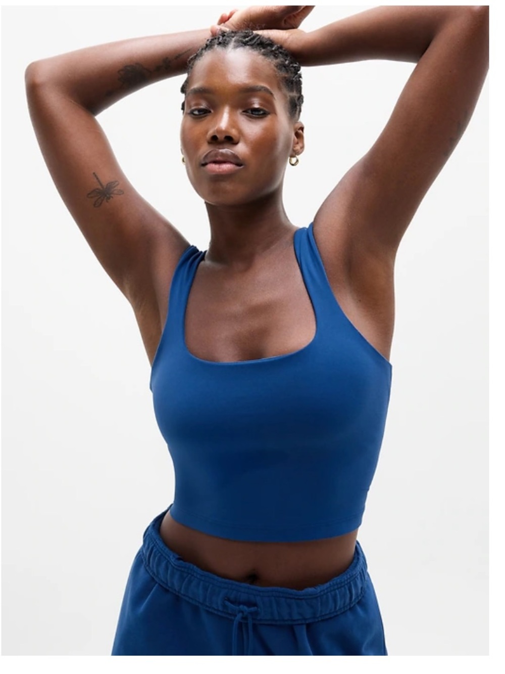 Athleta Blue Scoop Neck Crop Tank